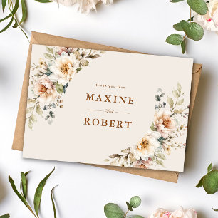 Elegante florale Wasserfarbe-Botanik-Hochzeit Dankeskarte