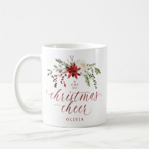 Elegante Florale Wasserfarbe Grün-Weihnachten Kaffeetasse