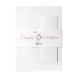 Elegante, florale Wasserfarbe Rosa Blume Hochzeit Einladungsbanderole