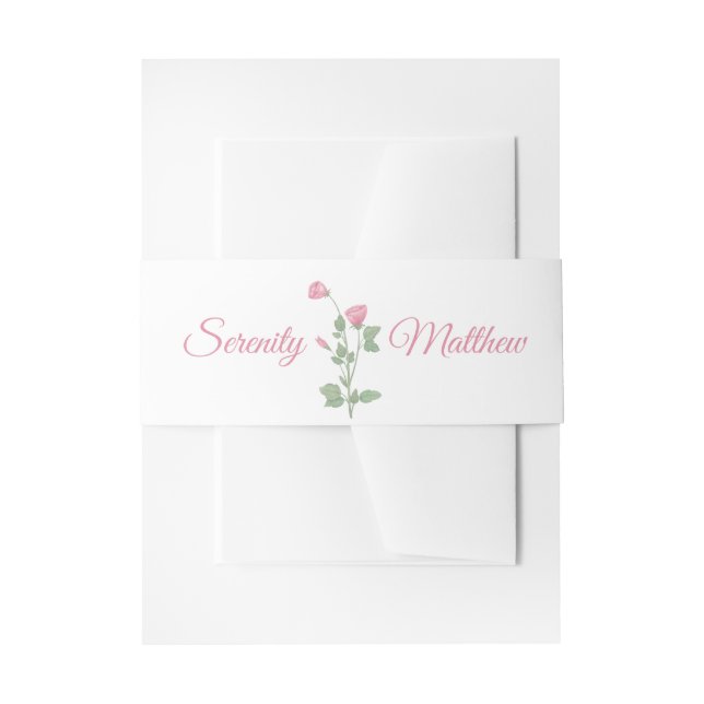 Elegante, florale Wasserfarbe Rosa Blume Hochzeit Einladungsbanderole (Vorderseite Beispiel)