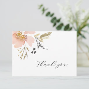 Elegante Florale Wasserfarbe Schrift Dankeskarten Dankeskarte