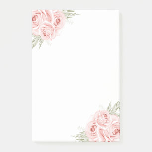 Elegante Florale Wasserfarbe Shabby Chic Rosa Rose Post-it Klebezettel