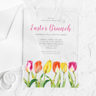 Elegante Florale Wasserfarbe Tulpen Osterbrunch Acryleinladungen