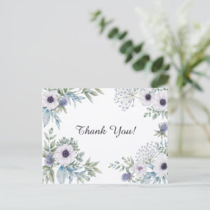 Elegante Florale Wasserfarben Dankeschön Postkarte