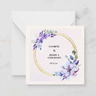 Elegante florale Wasserfarben Gold Circle Wedding Mitteilungskarte