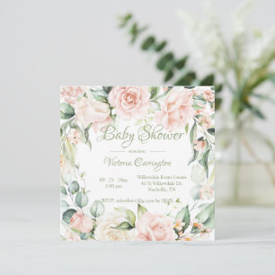 Elegante florale Wasserfarben Kinderdusche Einladu
