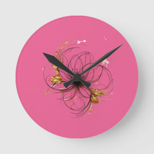 Elegante florale Wasserfarben-Kunst Runde Wanduhr