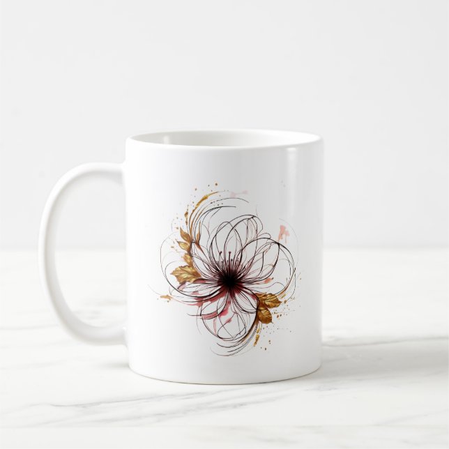 Elegante florale Wasserfarbenkunst  Kaffeetasse (Links)