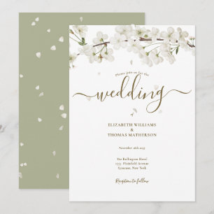 Elegante Florale Weiße Blüten Schrift Hochzeit Einladung