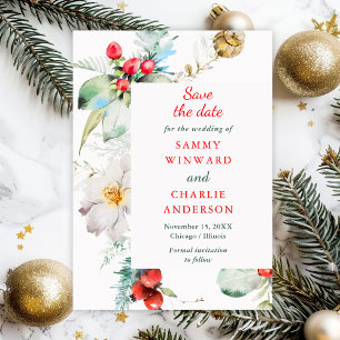 Elegante Florale Winterhochzeit - Termin vormerken Einladung
