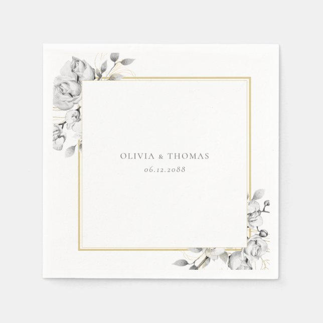 Elegante florale Zeichnend Goldrahmen Rustikale Ho Serviette (Vorderseite)