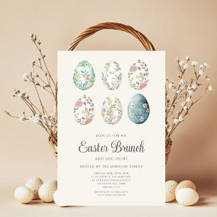 Elegante Floraleier Osterbrunch Einladung