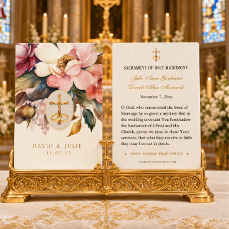 Elegante floralekatholische Hochzeitsgebet-Karte