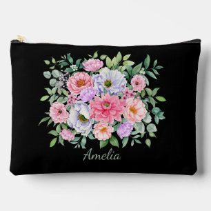 Elegante Florals auf schwarz Zubehörtasche