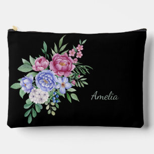 Elegante Florals auf schwarz Zubehörtasche