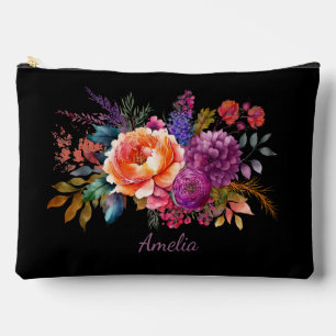 Elegante Florals auf schwarz Zubehörtasche