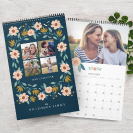 Elegante Florals Foto Collage Erinnerungen Kalender