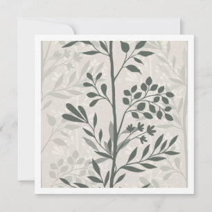 Elegante Floralsilhouette in Olivgrün Kunstkarte Mitteilungskarte