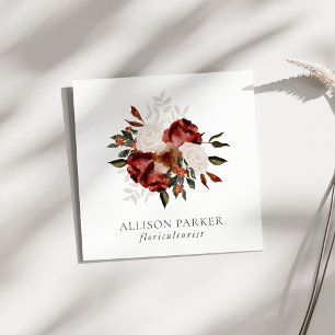 Elegante Florist Floriculturist Business Card Quadratische Visitenkarte