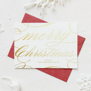 Elegante Flourish-Script-Weihnachtsgrüße Folien Feiertagskarte