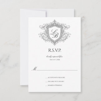 Elegante Flourish-Wappen-Monogramm-RSVP-Karte RSVP Karte