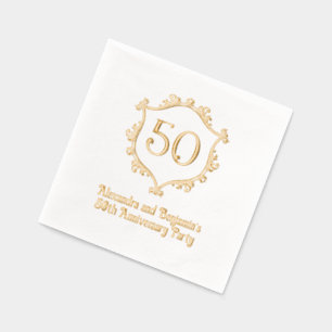 Elegante Flourish-Wappenrahmen-Jubiläumsfeier Servietten Mit Folie