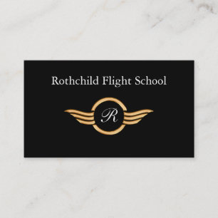 Elegante Flugschule mit Monogramm Visitenkarte
