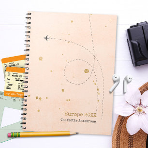 Elegante Flugzeuge Name Soft Pink Gold Travel Notizblock