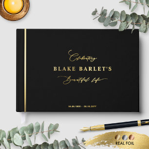 Elegante Foil, Black Funeral / Life Celebration Gästebuch