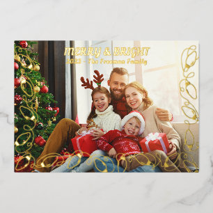 Elegante Foil Christmas Lights Fotokarte Folien Feiertagskarte