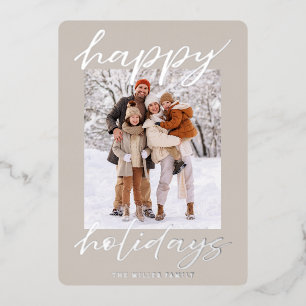 Elegante Foil Happy Holidays Fotokarte Weihnachten Folien Feiertagskarte