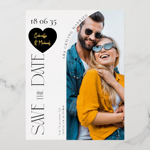 Elegante Foil-Schrift Hochzeit Termin vormerken Folien Feiertagspostkarte