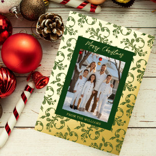 Elegante Foil Weihnachtskarte Vorlage Grün