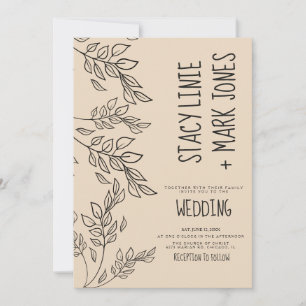 Elegante Foilage Hand Drawn Extravagante Script Ho Einladung
