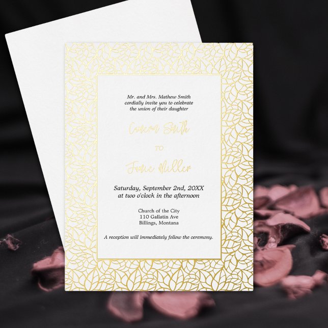 Elegante Foliage Botanische Hochzeitskarte Folie Einladungspostkarte (Elegant Foliage Botanical Wedding Invitation Card)