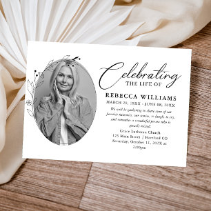 Elegante Foliage Calligrafy Celebration of Life Einladung