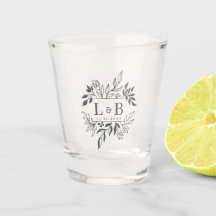 Elegante Foliage Couple Monogram Gastgeschenk Hoch