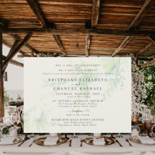 Elegante Foliage-Creme-Eltern Hochzeitshorizontal Einladung