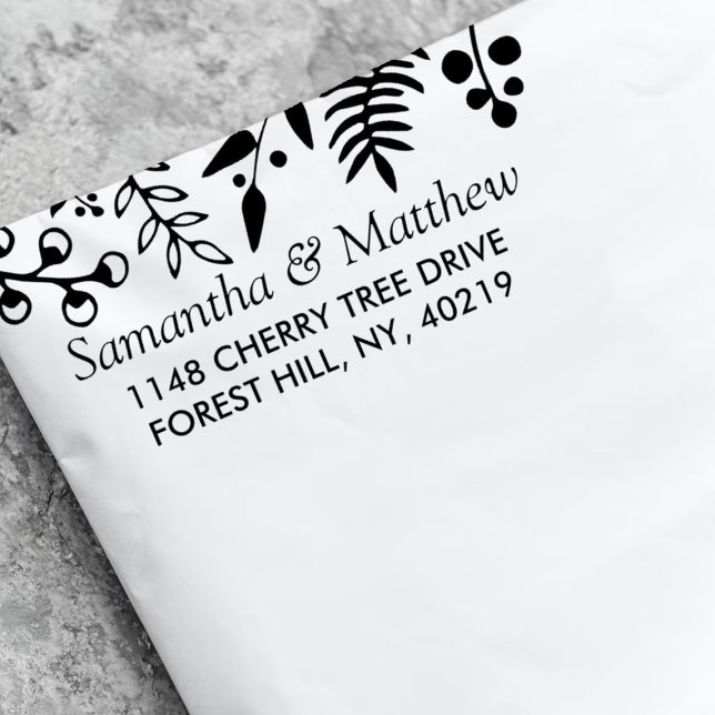 Elegante Foliage Floral Wedding Permastempel (Von Creator hochgeladen)