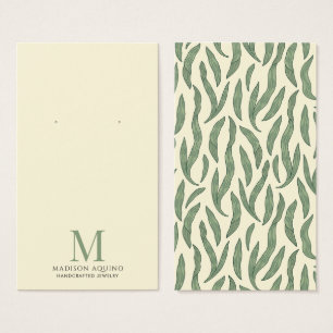 Elegante Foliage Green Cream Earring Display Cards