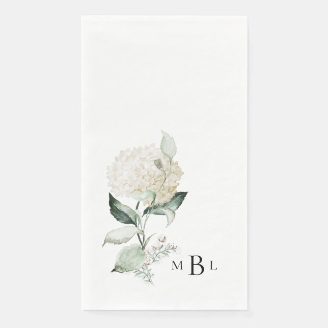Elegante Foliage & Hydrangea Monogram Wedding Serviette (Vorderseite)