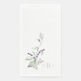 Elegante Foliage Lavender Mint Monogram Wedding Serviette
