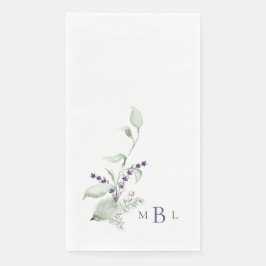Elegante Foliage & Lavender Monogram Wedding II Serviette