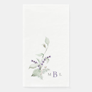 Elegante Foliage & Lavender Monogram Wedding II Serviette