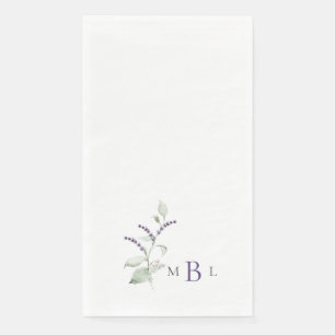 Elegante Foliage Lavender Monogram Wedding Serviette