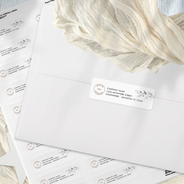 Elegante Foliage Logo Rücksendeadresse Company (Sheet of return address labels)