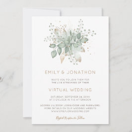 Elegante Foliage Sage Virtual Wedding Einladung