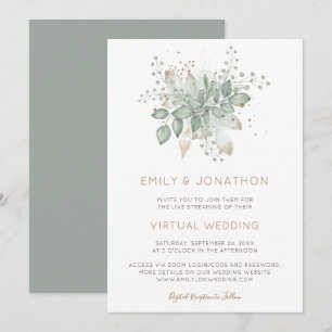 Elegante Foliage Sage Virtual Wedding Einladung