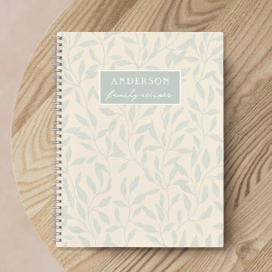 Elegante Foliage und Beige Familienrezepte Notizbuch