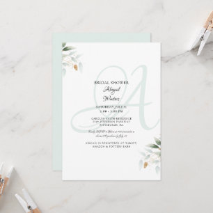 Elegante Foliage- und Gold-Seeglas-Hochzeitsdusche Einladung